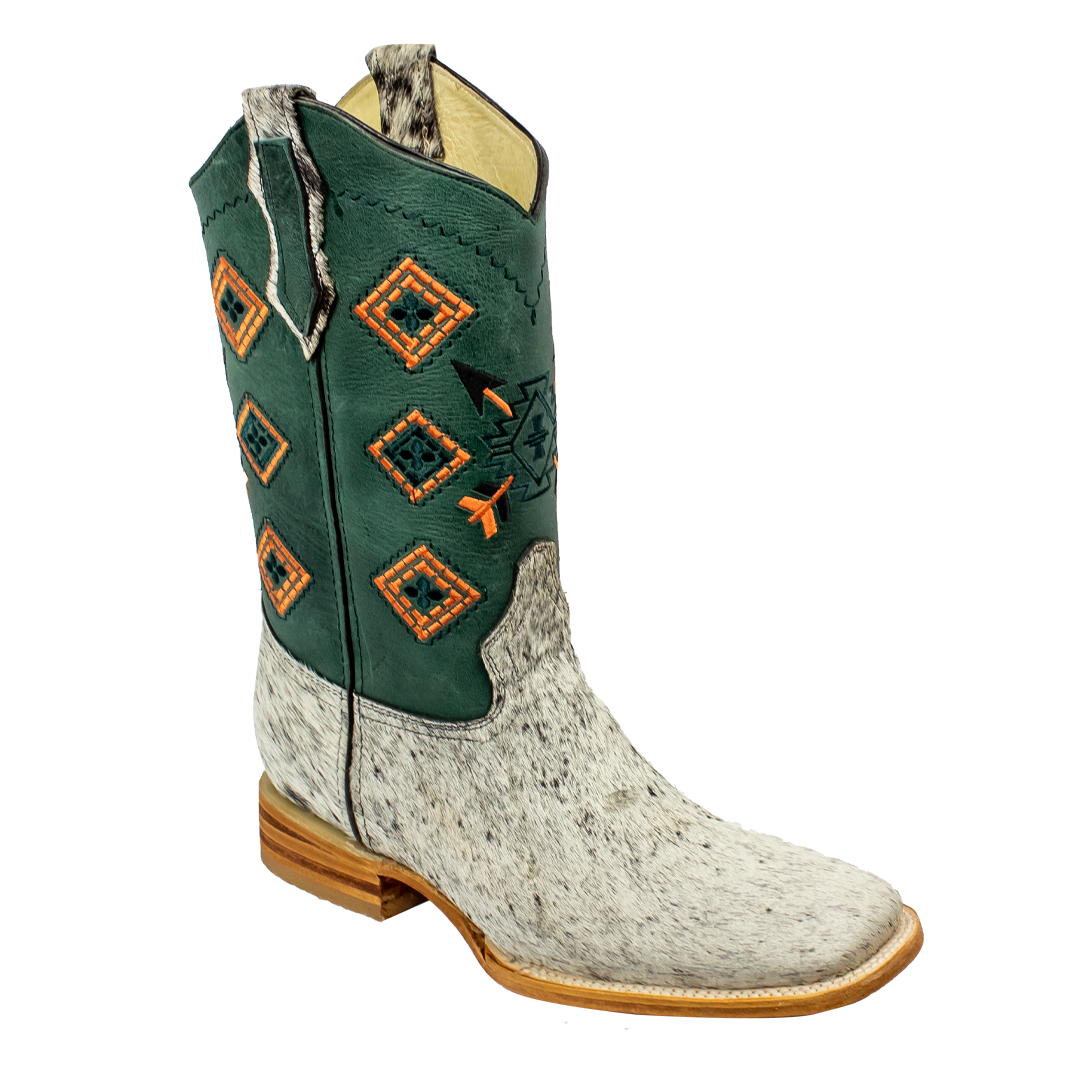 BOTA VAQUERA PELO JASPEADO TUBO VERDE