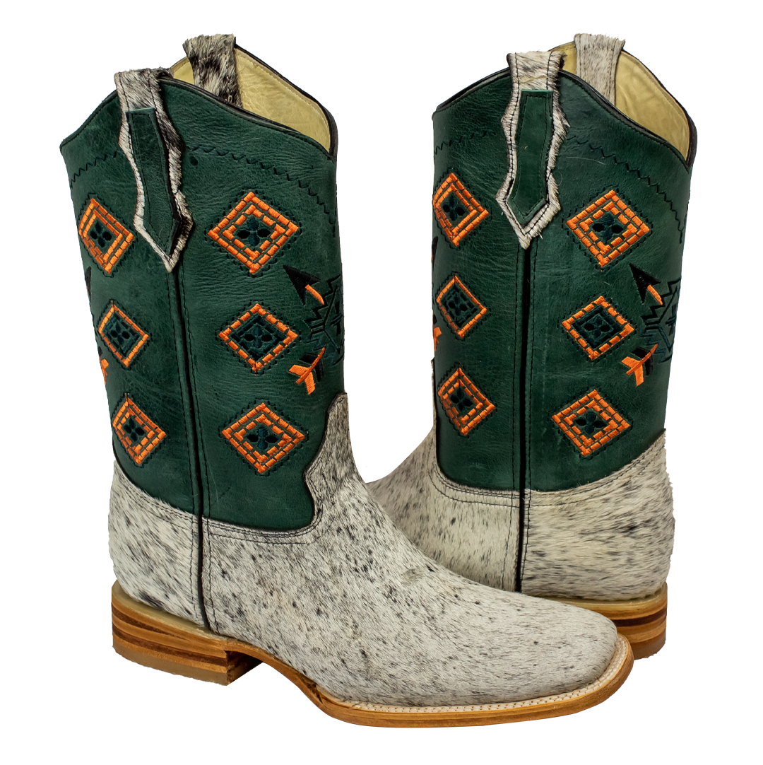 BOTA VAQUERA PELO JASPEADO TUBO VERDE