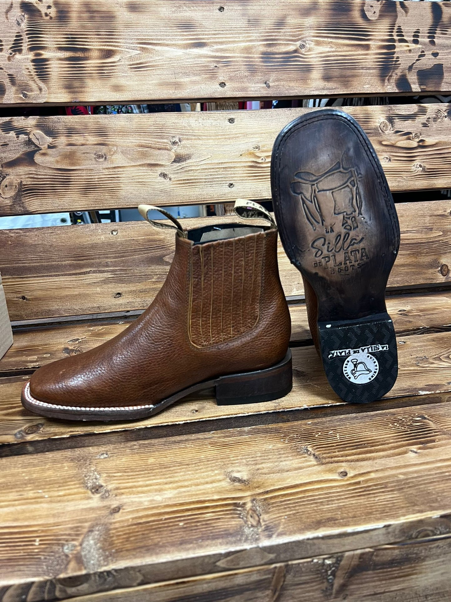825 BOTIN HOMBRE ESTILO FLOTHER COLOR MIEL SUELA DE CUERO