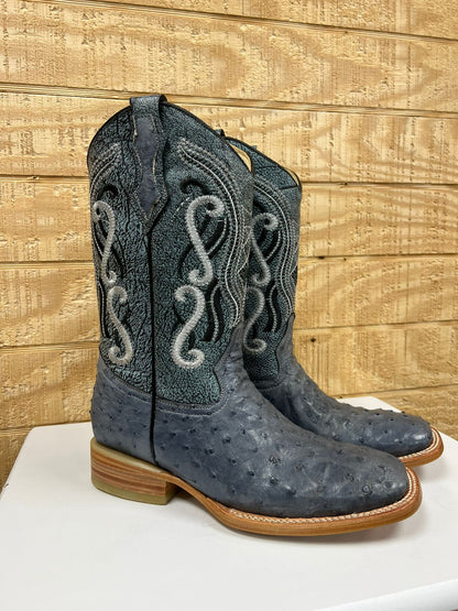 BOTA PIEL AVESTRUZ ORIGINAL AZUL