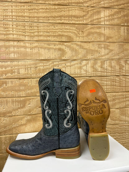 BOTA PIEL AVESTRUZ ORIGINAL AZUL