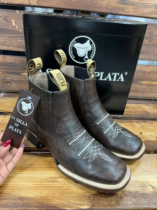 BOTIN ESTILO AFRICA COLOR CAFE HORMA TIPO BULL DOG SUELA DE CUERO PIEL ORIGINAL