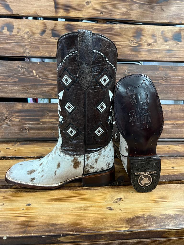 ESTILO MIXTO PIEL PELO DE VACA FORRO DE RES COLOR BLANCO HORMA BULL DOG SUELA CUERA DE RES