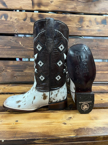 ESTILO MIXTO PIEL PELO DE VACA FORRO DE RES COLOR BLANCO HORMA BULL DOG SUELA CUERA DE RES