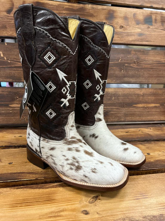 ESTILO MIXTO PIEL PELO DE VACA FORRO DE RES COLOR BLANCO HORMA BULL DOG SUELA CUERA DE RES