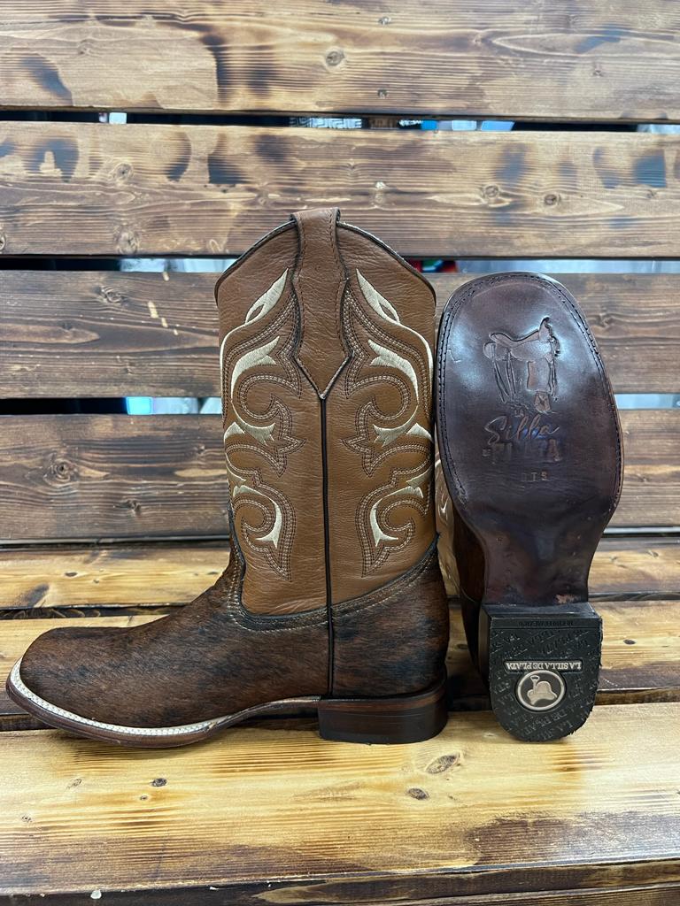 ESTILO VAQUERO PIEL PELO DE VACA FORRO RES COLOR CANELA SUELA CUERO RES HORMA BULL DOG